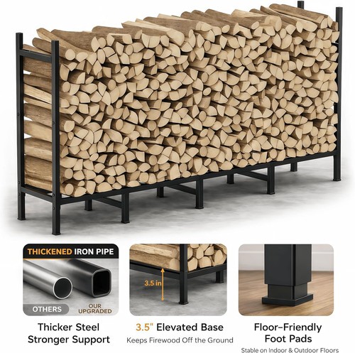 Metal firewood log rack for - firewood,