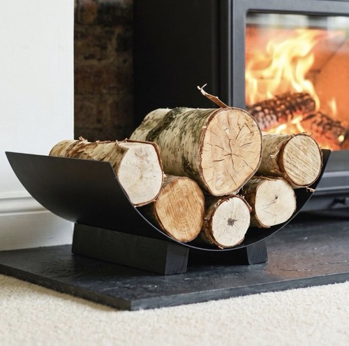 Black metal firewood holder - black,