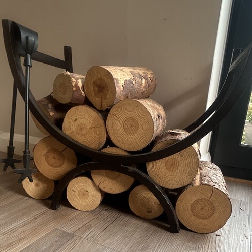 Black metal fireplace log - black,